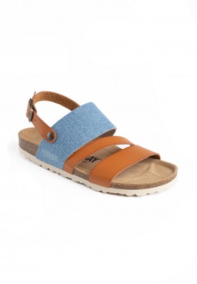 Sandales Portland Multibrides Tan et bleu denim