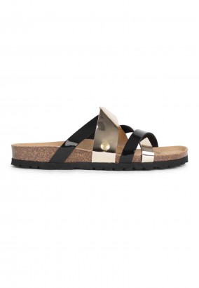 Sandales Benaz Multibrides Noir et marron clair