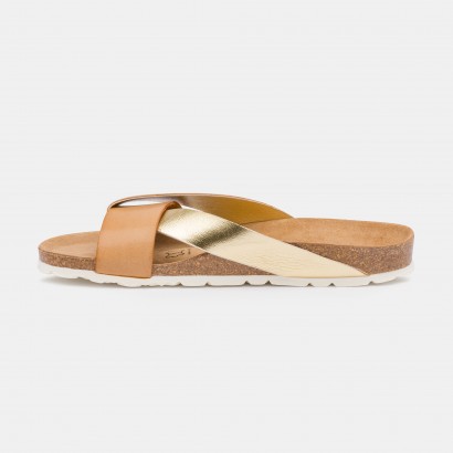 Sandales Rita Multibrides Camel et Or